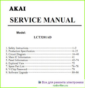 Akai LCT3201AD схема и мануал