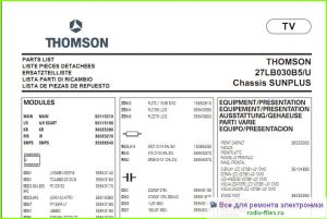 Thomson 27LB030B5U схема и мануал