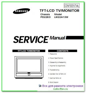 Samsung LW22A13W схема и сервис-мануал на английском
