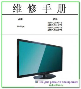 Philips 32PFL3500\T3 схема и сервис-мануал на китайском