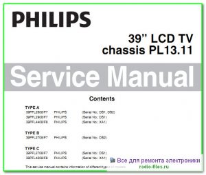 Philips 39PFL2608\F7 схема и сервис-мануал на английском